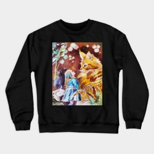 Alice in Wonderland and big Maine Coon Cat Crewneck Sweatshirt